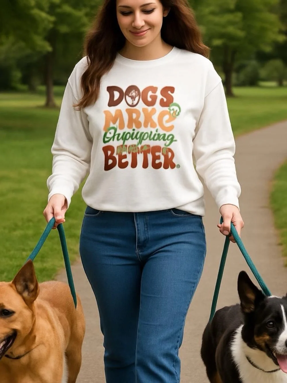 Dogs Make Everything Better White Graphic Dog Lover Long Sleeve Top NWOT Size 2X